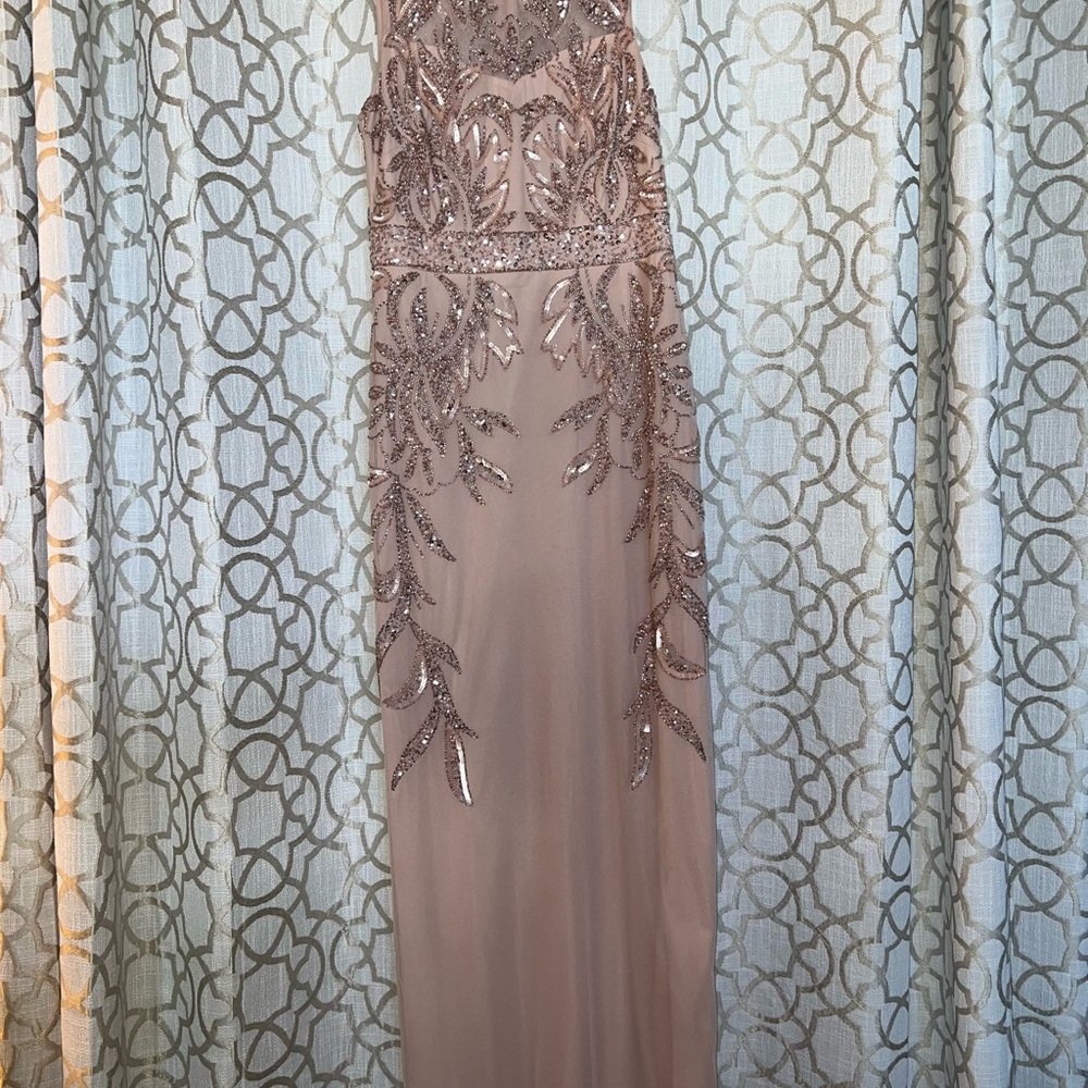 Elegant Beaded Gown in Light Pink